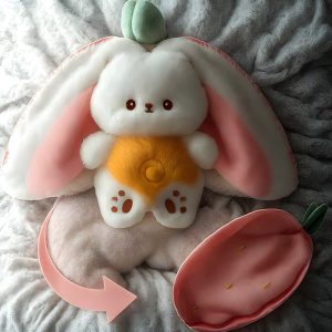 Vaikiškas žaislinis zuikis, kuris miega ir kvėpuoja | STRAWBBIT